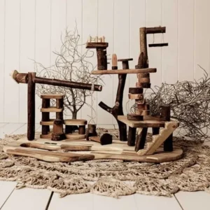 wooden tree house on floor - encouraging play