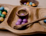 Small Wooden Bowl and marbles