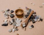 Small Wooden Bowl and stones