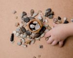 Small Wooden Bowl and stones