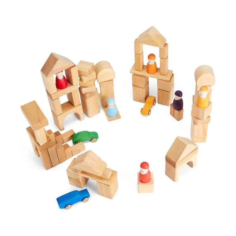 Geometric Natural Block Set (60 Pieces) by Grimm's