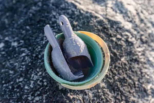 bucket on sand