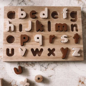 Wooden Two Tone Lowercase Alphabet Puzzle