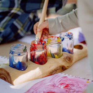 Raw Edge Paint Jar Holder with 6 Large Jars by Awe & Wonder