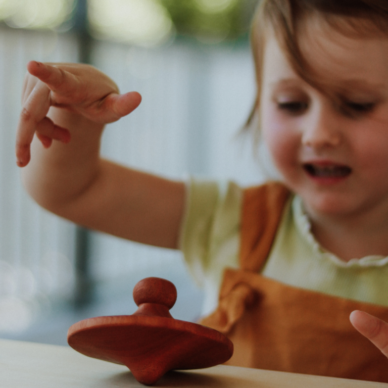 Natural Spinning Top (9cm) by Awe & Wonder