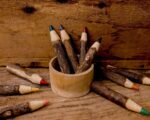 Tree Branch Pencils with Bamboo Holder