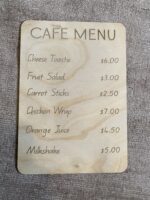 Pretend Play Cafe Menu