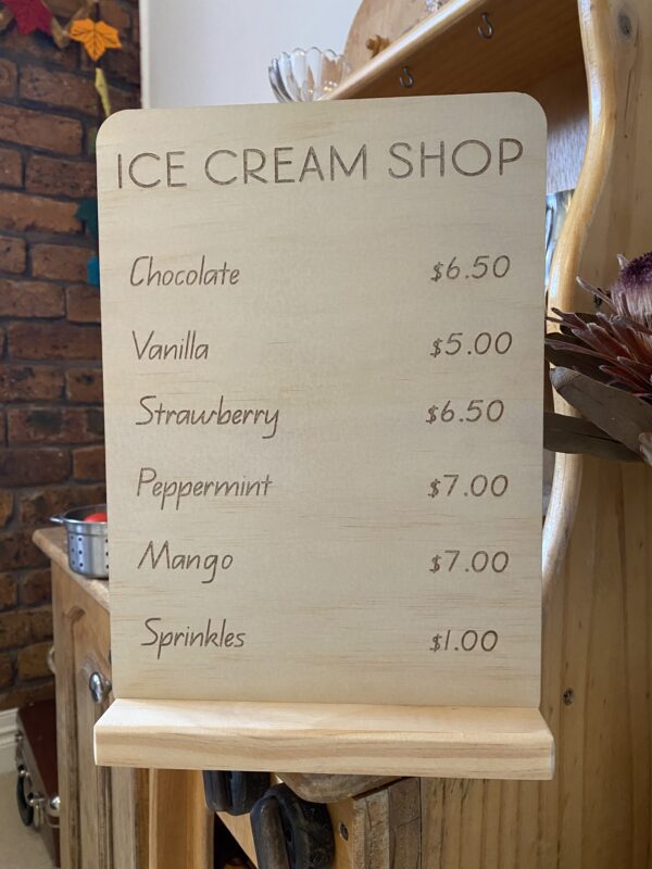 Ice Cream shop Menu