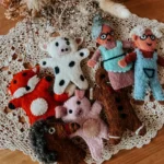 Handmade Felt Finger Puppet Gingerbread Man Set