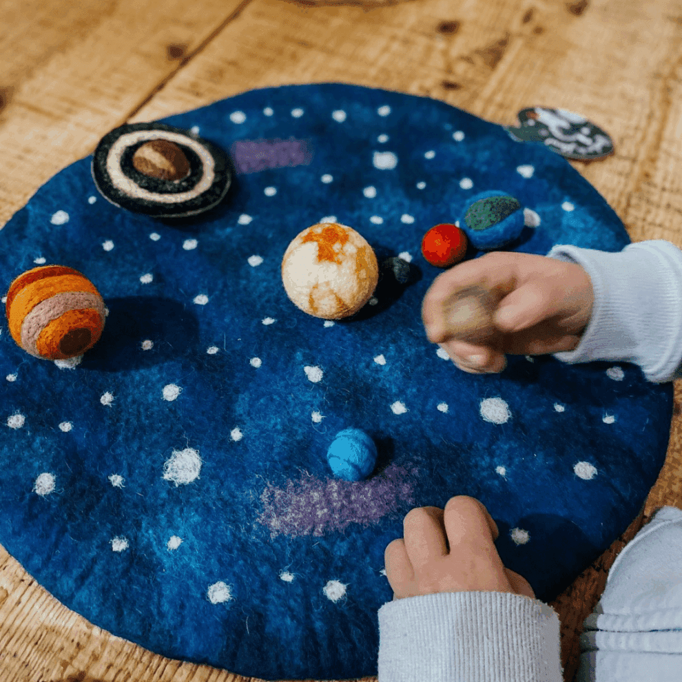 Solar System Outer Space Play Mat with Felt Planets by Tara Treasures