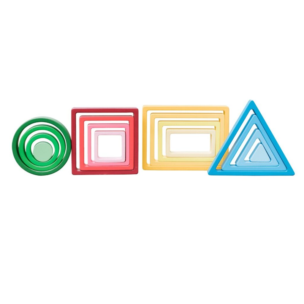 Stacking Rainbow Shape Blocks by Freckled Frog