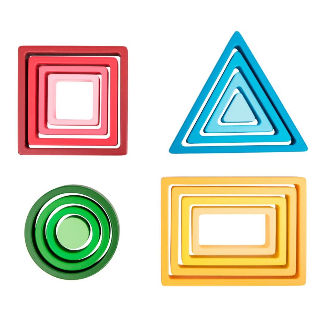 Stacking Rainbow Shape Blocks by Freckled Frog