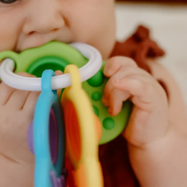 Set of 3 dimpl sensory toys on a large key ring