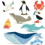 coastal animals wooden set