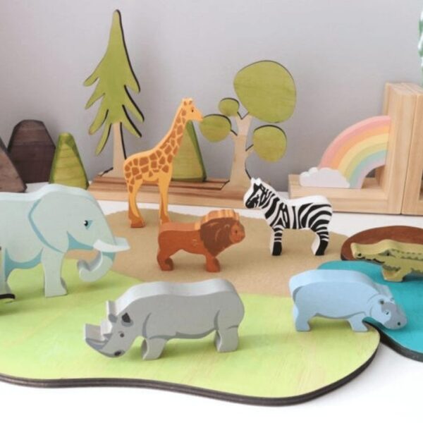 wooden zoo and animals