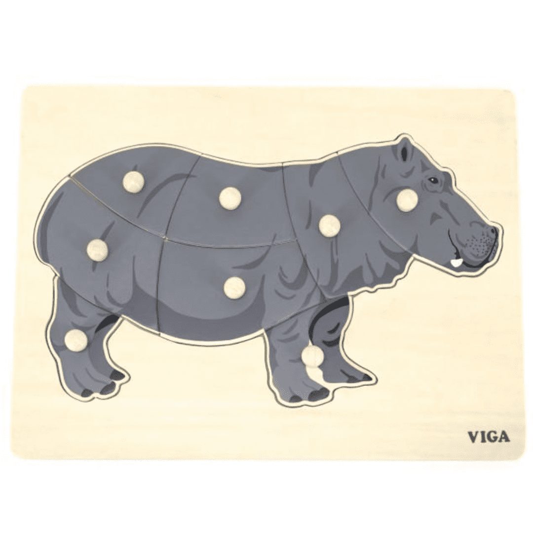 Image of Montessori Puzzle Hippo by Viga Toys