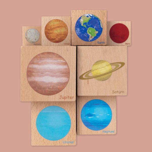 wooden blocks of Planets