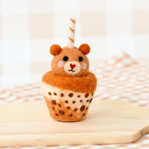 Felt Bear Boba Bubble Tea Drink by Tara Treasures