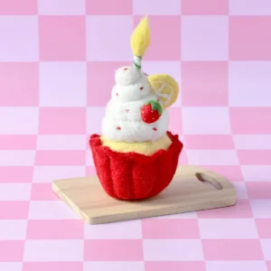 Felt Giant Strawberry Cupcake with Candle by Tara Treasures