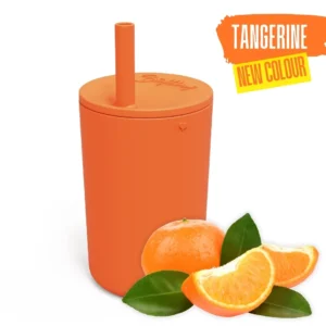 Kids Smoothie Cup with Straw & Secure Lid (Tangarine) by Brightberry
