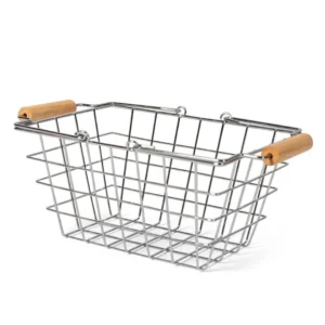 Metal Shopping Basket With Wooden Handle by MamaMemo
