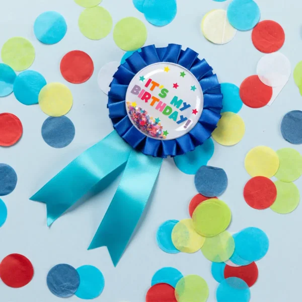 blue birthday badge